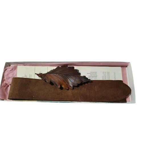 Vintage KISSANE NATURE\'S WAY Real Natural Chestnut Leaf W Suede Belt 1988 READ!! main image 5